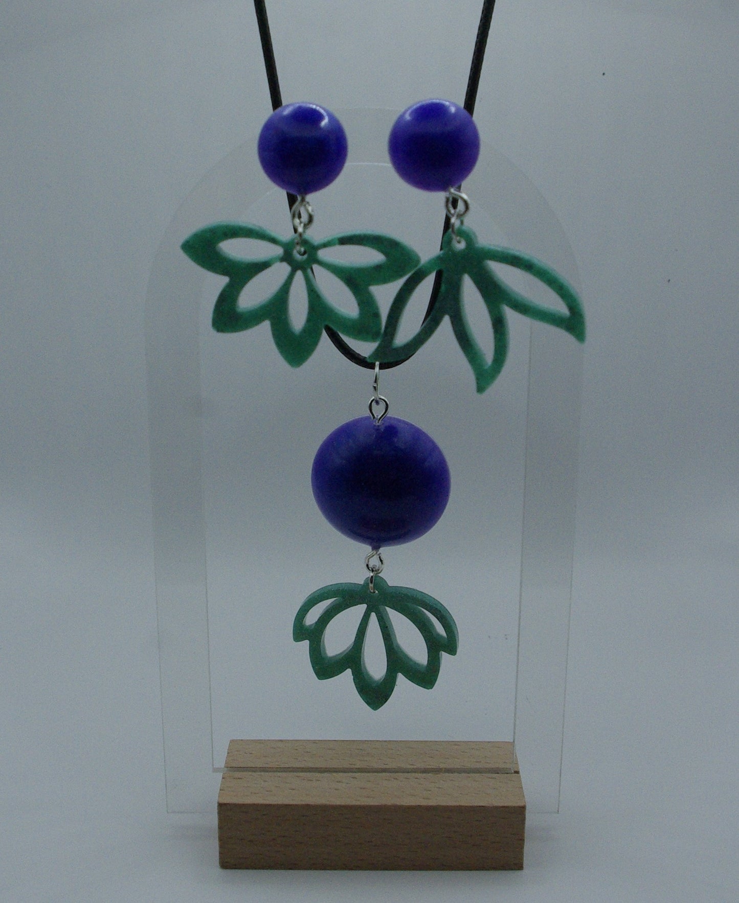 Boucle d'oreille en époxy + Pendentif