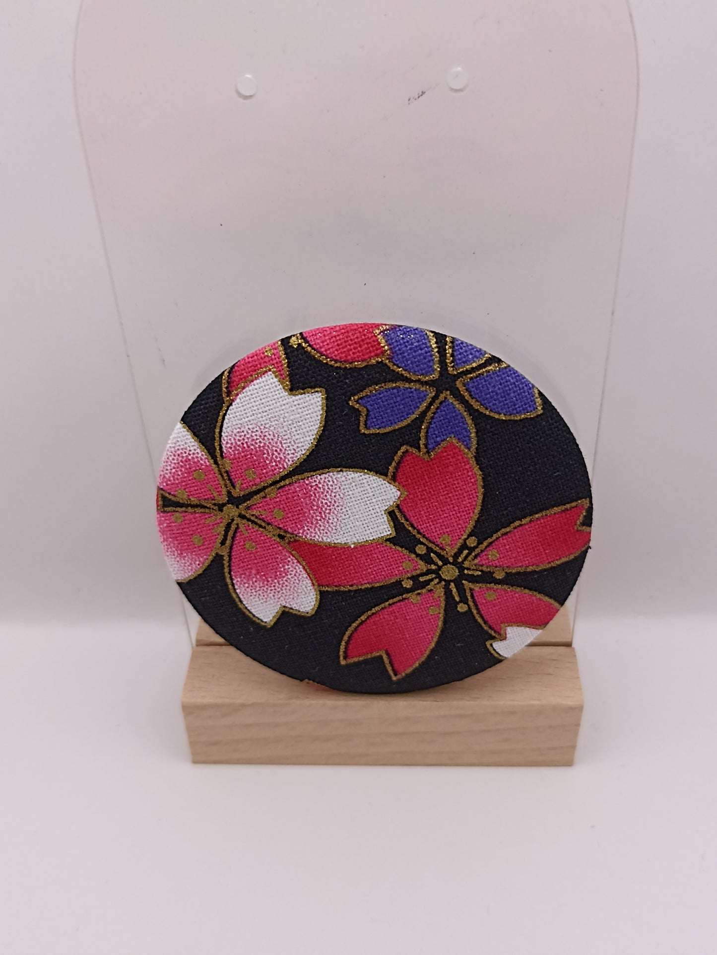 Miroir de poche - tissus japonais fleuris
