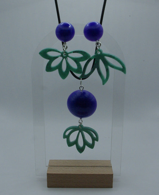 Boucle d'oreille en époxy + Pendentif