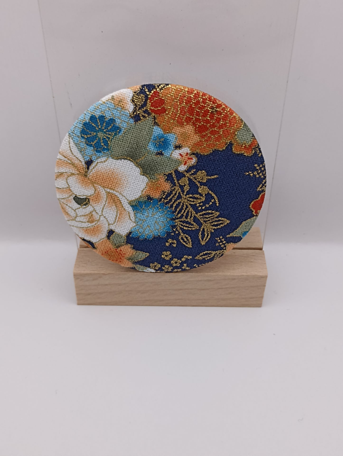 Miroir de poche - tissus japonais fleuris