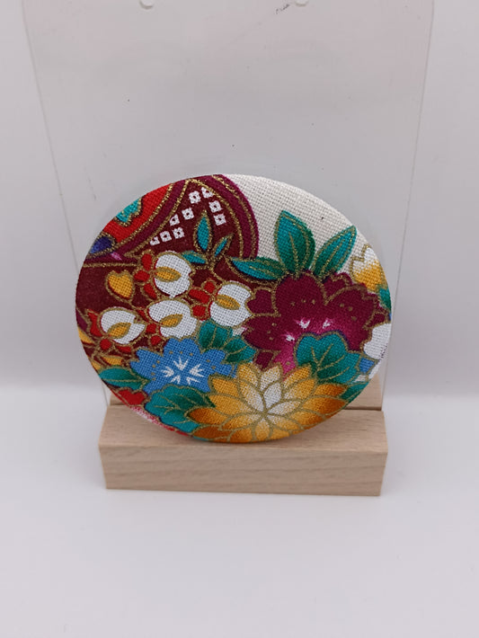 Miroir de poche - tissus japonais fleuris